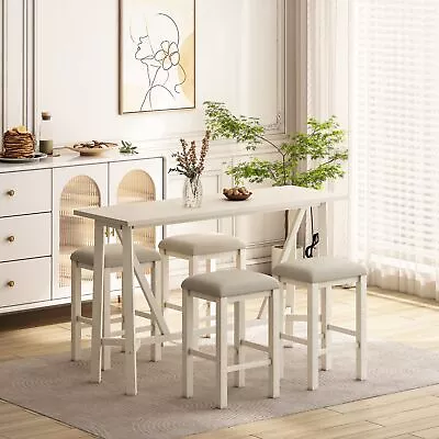 Modern 5-Piece Dining Set With Power Outlets & Upholstered Stools • $545.55