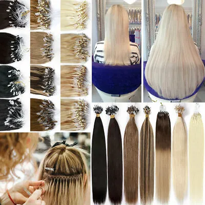 Micro Ring Loop Micro Beads Link Human Hair Extensions Real Remy Premium Hair12A • $27.44