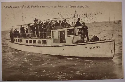 Vintage Gipsy Excursion Sight Seeing Boat Corpus Christi Texas Postcard Sepia • $7.45