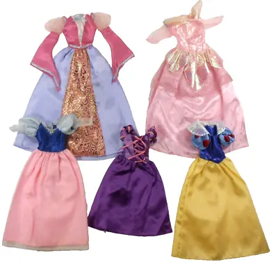 Barbie Disney Clone Princess Gowns Merida Snow White Rapunzel Aurora Cindy Lot 5 • $15.99