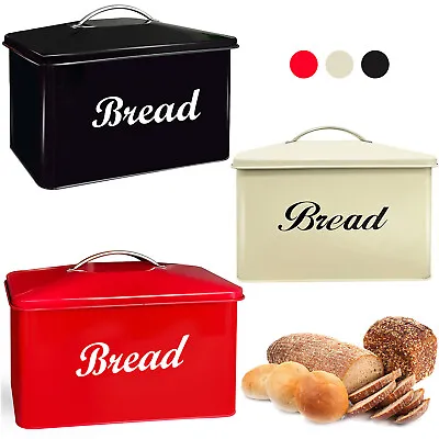 Vintage Style Bread Bin Large Stainless Steel Food Storage Retro Home Kitchen • £17.75