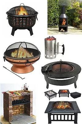 Outdoor BBQ Fire Pit Basket Brazier Barbeque Grill Log Burner Portable Table Top • £46.99