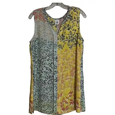 CAbi Style 5547 Golden Glow Sleeveless Split Neckline Tunic Top Size Medium • $19