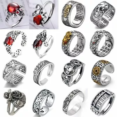 Buddhist Pixiu Feng Shui Amulet Opened Rings Lucky Wealth Unisex Adjustable Ring • $1.38