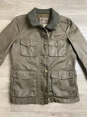 J. Crew Washed And Aged Green Waxed Utility Jacket Women's Size Small • $39