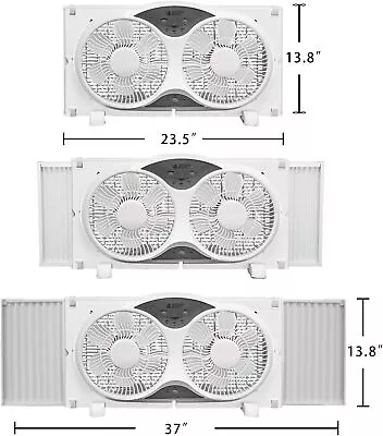 9  Blades Twin Window Fan 3-Speed 3-Function Expandable Reversible Airflow Blade • $41.94