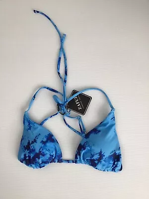 NWT Zaful Women's Tie Dye Padded String Bikini Bathing Suit Swim Top Blue Size 4 • $10
