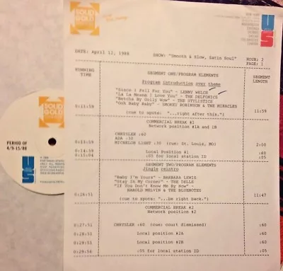 Radio Show: 4/12/88 Smoothslowsatin Soul! Delfonics Stylistics Harold Melvin • $21.99