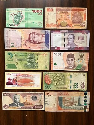 Mixed World Banknotes Circulated Lot Of 10 Foreign Currency • $10.95