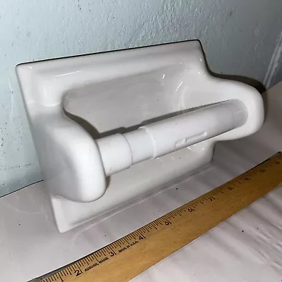 Vintage Bright Classic White Glossy Ceramic Toilet Paper Holder With Roller • $29