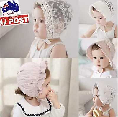 Baby Girl Infant Christening Lace Bonnet Hat Newborn Sunhat Beanie • $10.99