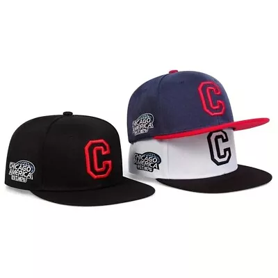 Chicago Baseball Cap Snapback Flat Peak Hip Hop Rap Classic Hat Sport C USA • £8.95