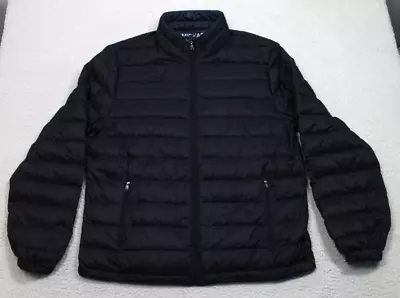 Michael Kors Puffer Jacket Men's Large Black Packable Down Filled Full Zip Warm • $29.99