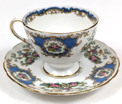 Vintage Foley China  Broadway  Blue Teacup And Saucer- Bird And Floral Print • $17.99