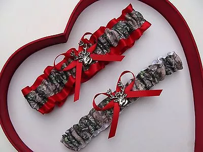 NEW Mossy Oak Camouflage Camo Red Wedding Garter Prom Hunting Hunter *Chick Deer • $13.46