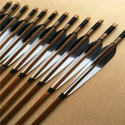 Handmade Bamboo Arrows Turkey Feather For Longbow Recurve Bow Archery Hunting • $155.70