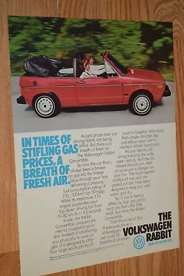 ★1981 Vw Rabbit Convertible Original Vintage Advertisement Print Ad 81 • $9.99