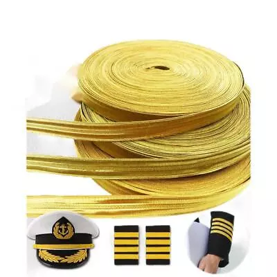 Gold Bullion Braid Shiny Ribbon Trim For Army Uniform Mariner Epaulette Stripe • $5.50