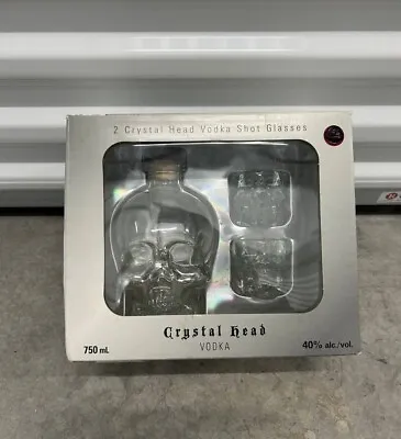 RARE VODKA CRYSTAL HEAD Bottle 750 Ml (empty) + 2 Glasses With Skull HALLOWEEN • $15