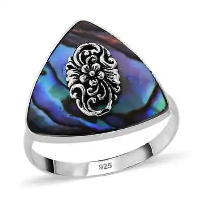 NEW Abalone Shell Ring Trillion Shape In .925 Solid Sterling Silver Size 7  AA1 • $19.75