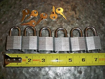 Lot Of 6 Locks 1-1/8  General Use Padlock Keyed Alike 1-Key Each NEW • $9.99