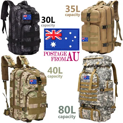 $28.42 • Buy 30L-100L Military Tactical Backpack Rucksack Hiking Camping Outdoor Trekking BAG