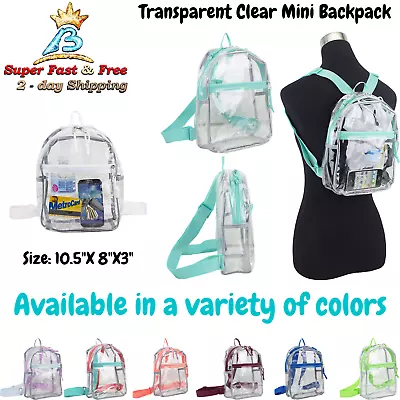 WClear MINI Backpack Collegiate See Through Transparent Bag Stadium Approved NEW • $25.17