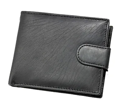 New Mens Real Leather Black Brown Wallet With Coin Pocket Pouch & ID Window LG2 • £7.99