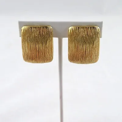 Vintage Les Bernard Clip On Earrings Geometric Rectangular Gold Tone • $95