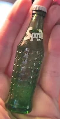 Miniature Glass Sprite 3.125” Full Soda Bottle - Vintage • $20