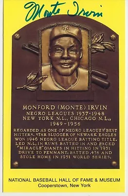 Monte Irvin In Person Autograph Hall Of Fame Postcard New York Giants • $5