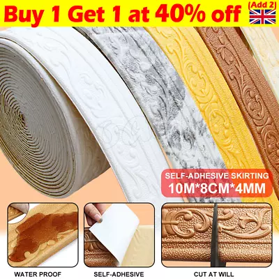 £4.39 • Buy 10m/roll 3D Tiles DIY Border Wall Sticker Skirting Self-Adhesive Border Decor-UK