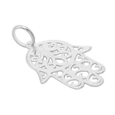 925 Solid Pure Sterling Silver Hamsa Hand Religious Amulet Small Beautiful Charm • $9.99