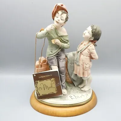 Capodimonte Bruno Merli Figurine Country Girl & Boy 10  Tall Excellent With COA • £149.99