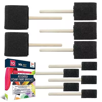 10pk Foam Brushes Sponge Assorted 1  2  3  Paint Kids Painting Brush Art Craft • £4.49