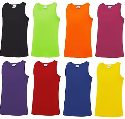 £5.41 • Buy Girls Boys High Back Plain Sleeveless Vest Top Kids T Shirt New Years 5-13