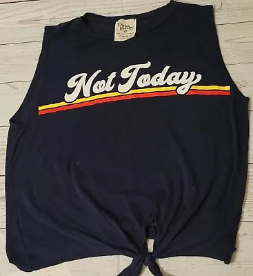 Graphic Short Sleeve Cropped Tie Not Today Womens Size XS Navy Hippie Style  • $11.51