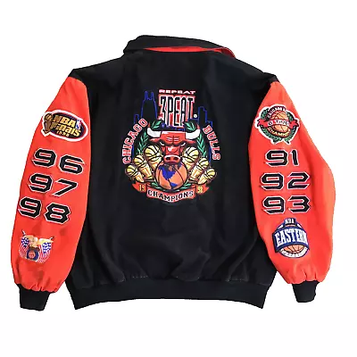 Vintage Chicago Bulls Jeff Hamilton XXL Jacket Repeat 3Peat Red Black Men 1998 • $2499.97