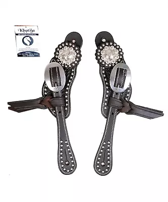 Black Western Spur Straps With Small Silver Conchos - Stylish And Functional • $30