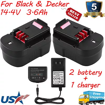 NEW 14.4V For Black & Decker Battery HPB14 FSB14 FS140BX A144EX A1714 / Charger • $42