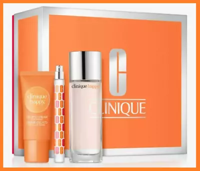 £47.89 • Buy Clinique HAPPY Gift Set, 50ml Perfume Spray +30ml Hand Cream +10ml Perfume Spray