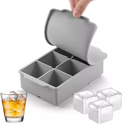 Nax Caki Large Ice Cube Tray With Lid Stackable Big Silicone Square Ice Cube Mo • $14.05