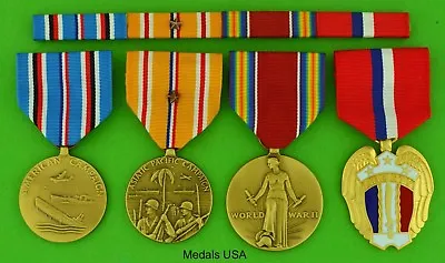 4 WWII Medals & Ribbon Bar For Service In The Pacific - Philippines WW2  • $89.49