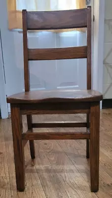 Vintage Solid Oak Wood School Style Desk Chair Antique Sitting • $89.99