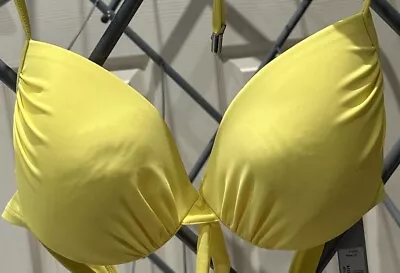 NEW Women’s Yellow Bikini Bra Underwired Halter Neck & Tie Back Swimwear Size 16 • £3.50