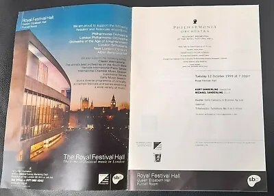 1999 Michael Sanderling Concert Programme Philharmonia Orchestra Festival Hall • £3