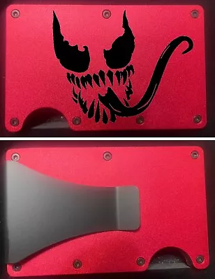 Custom  Venom  Engraved Slim Minimalist Wallet - Rose Red • $22