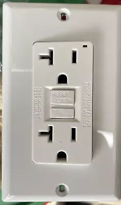 20A GFCI Self-Test Receptacle 125V Outlet W/Cover- White NEW (20 Amp 120V 110V) • $7.95