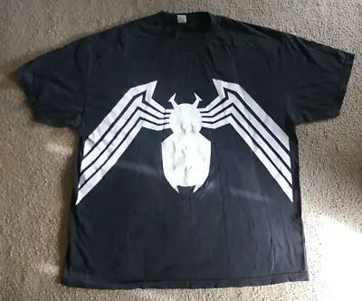 Vintage Spiderman Venom Logo Black T-Shirt Marvel XXL Double Stitch Mad Engine • $11.97