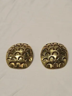 Vintage Steve Vaubel Modernist Design Large Post Clip Earrings Gold Wash #803 • $135